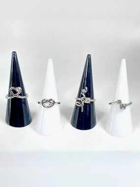 NWT - Bebe - Silver Tone Heart and Love Stacking Rings- Set of 4